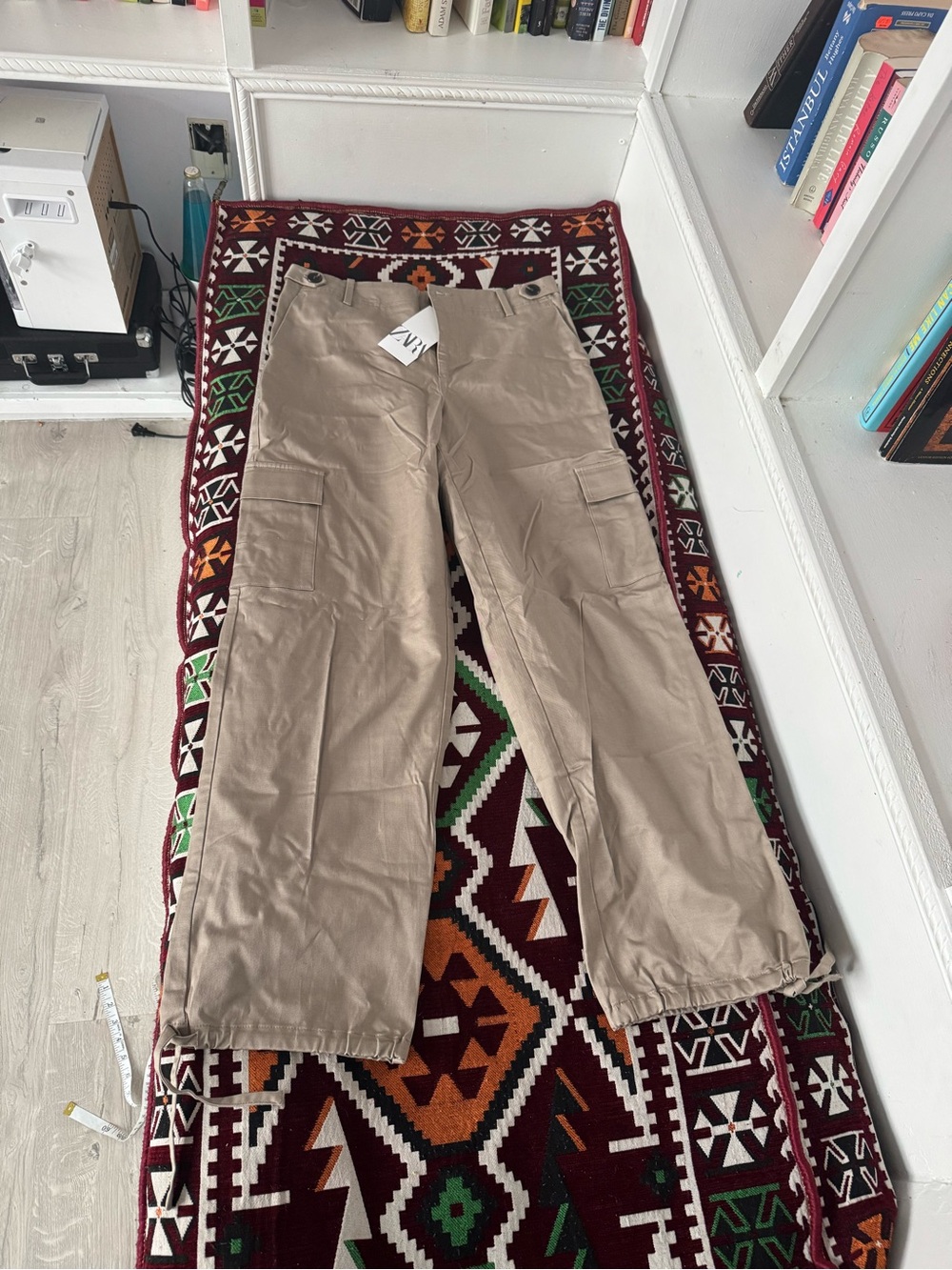 Zara Khaki Straight-Leg Trousers